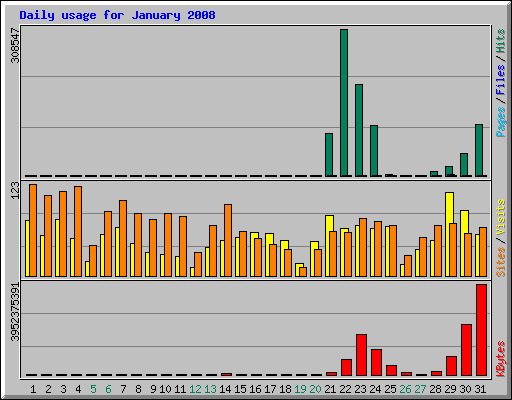 Daily usage for January 2008