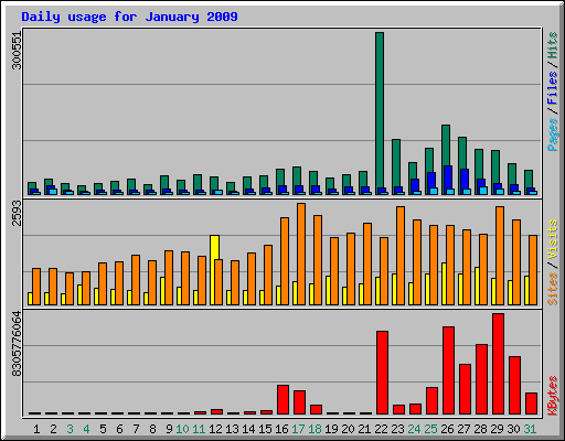 Daily usage for January 2009