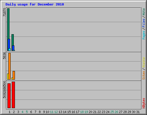 Daily usage for December 2010