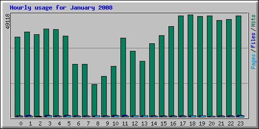 Hourly usage for January 2008