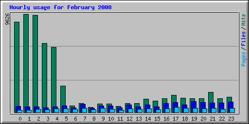 Hourly usage for February 2008