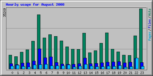 Hourly usage for August 2008