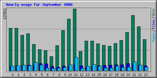Hourly usage for September 2008