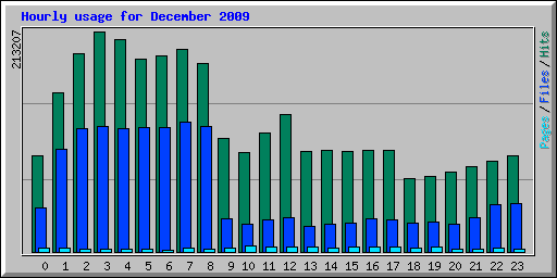 Hourly usage for December 2009