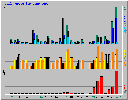 Daily usage for June 2007
