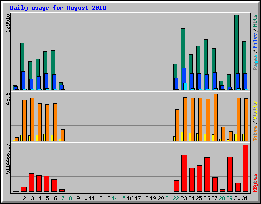 Daily usage for August 2010