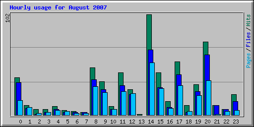 Hourly usage for August 2007