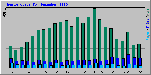 Hourly usage for December 2008