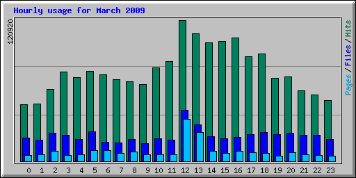 Hourly usage for March 2009
